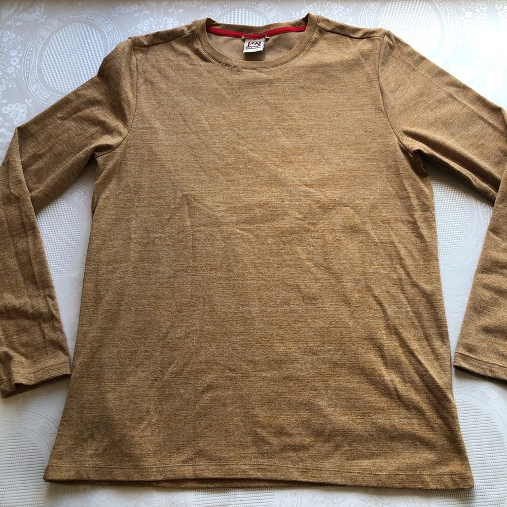 Avalanche Men’s Size L Tan Crew-Neck Warm Fleece Thermal Pullover Shirt Sweater